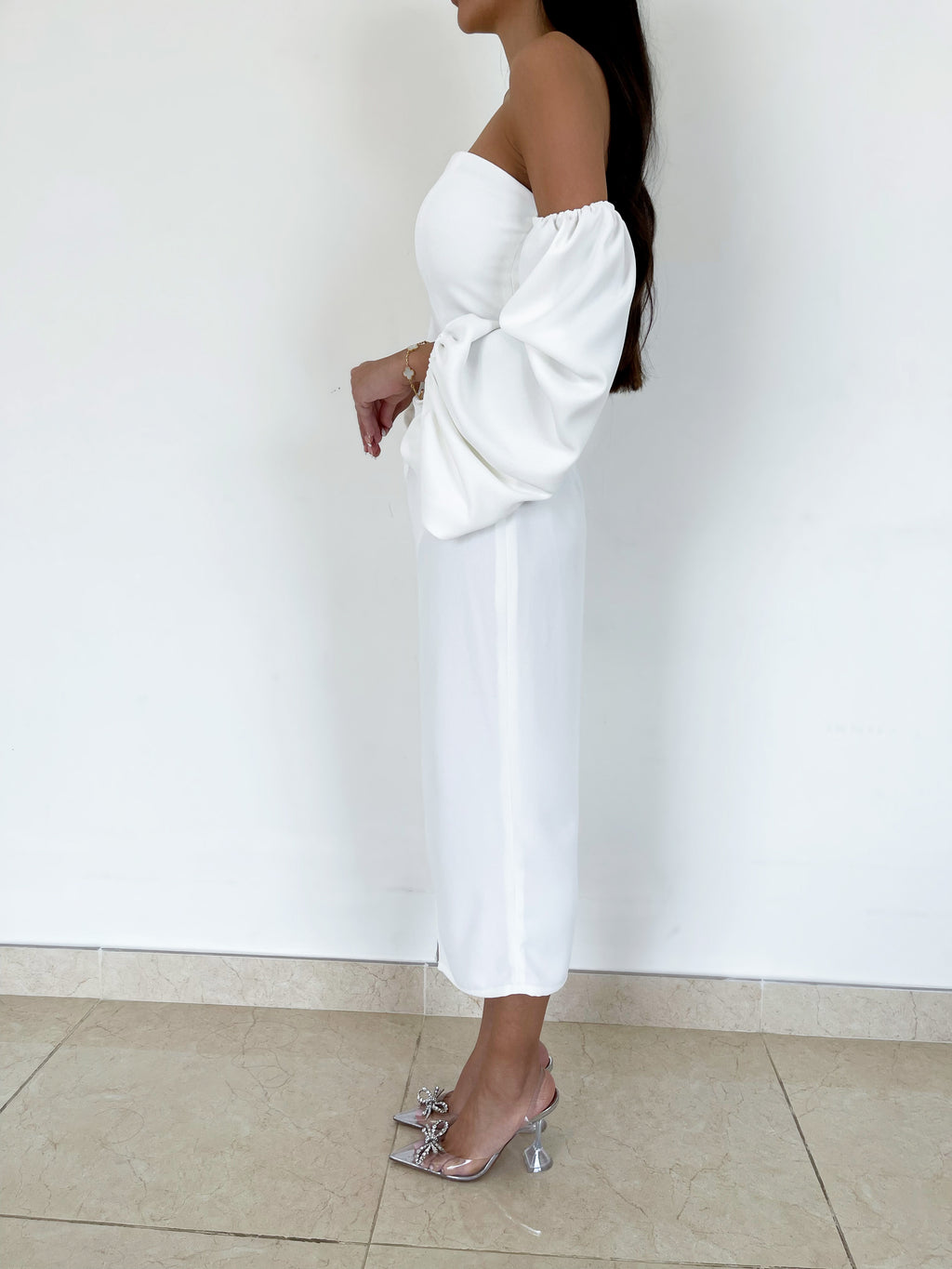 IVORY MIDI DRESS – PETITE-THE-BRAND