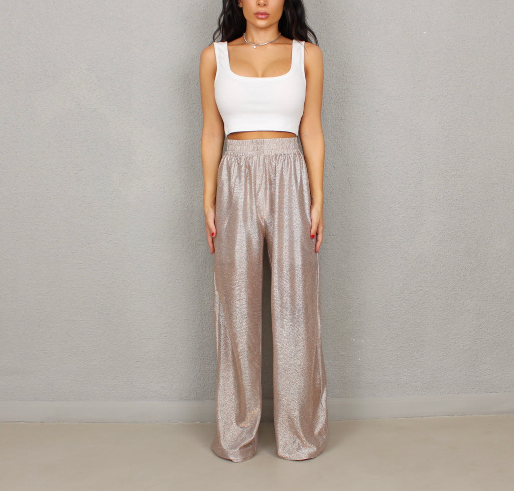 Gold wide leg sales pants