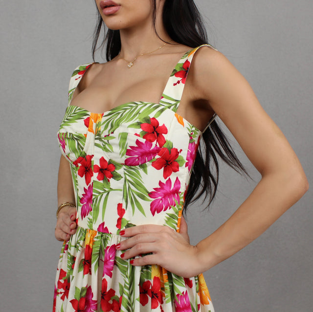 TROPICANA CREAM MIDI DRESS