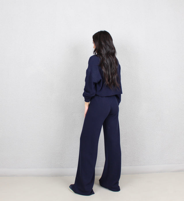 NAVY KNIT TROUSERS