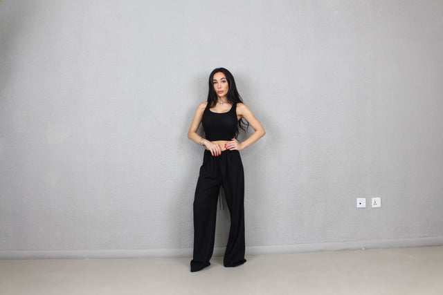 BLACK LINEN TROUSERS