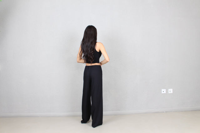 BLACK LINEN TROUSERS