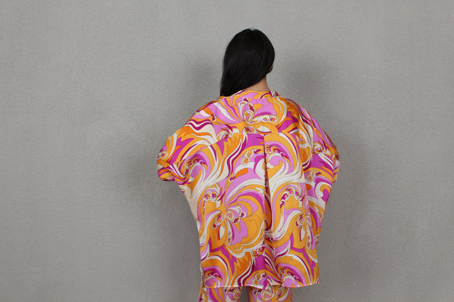 ORANGE SWIRL OVERSIZED SILK SHIRT