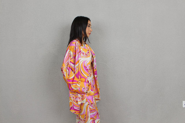 ORANGE SWIRL OVERSIZED SILK SHIRT