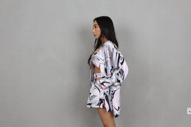 GREY SWIRL OVERSIZED SILK SHIRT