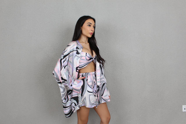 GREY SWIRL OVERSIZED SILK SHIRT