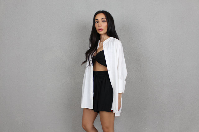 WHITE LINEN OVERSIZED SHIRT