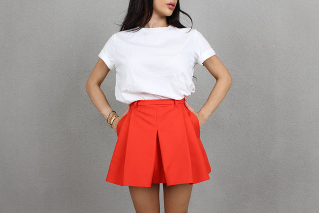 Hot Cheetos Box Pleat Mini Skirt