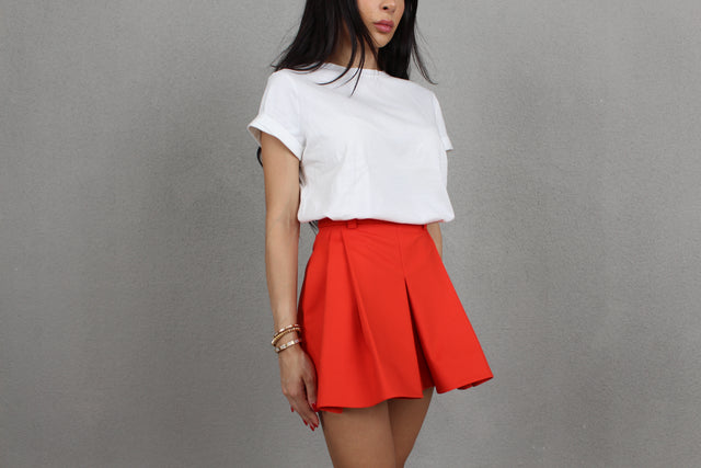 Hot Cheetos Box Pleat Mini Skirt