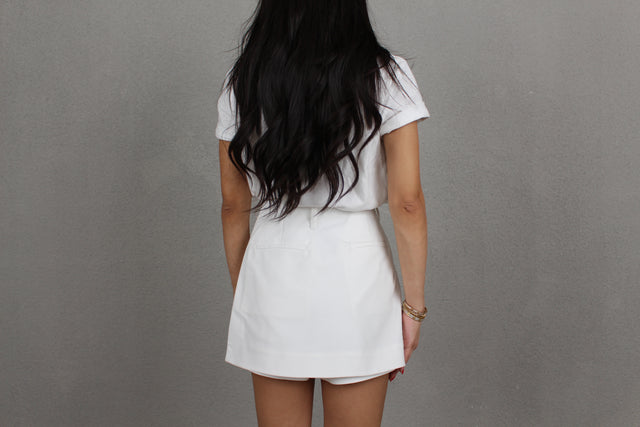 WHITE  TWILL MINI SKORT