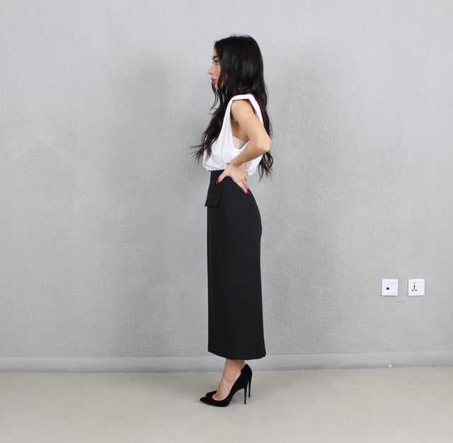 BLACK MIDI SKIRT