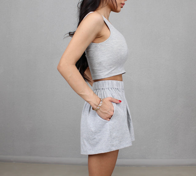 HEATHER GREY COTTON JERSEY SHORTS