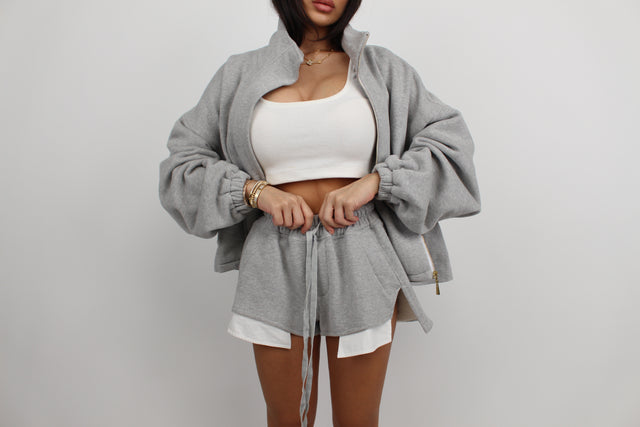 GREY FLEECE MICRO SHORTS