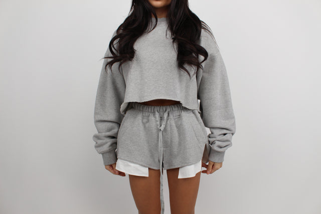 GREY FLEECE MICRO SHORTS