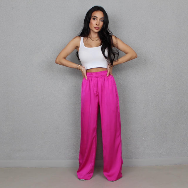 MAGENTA SILK TROUSERS