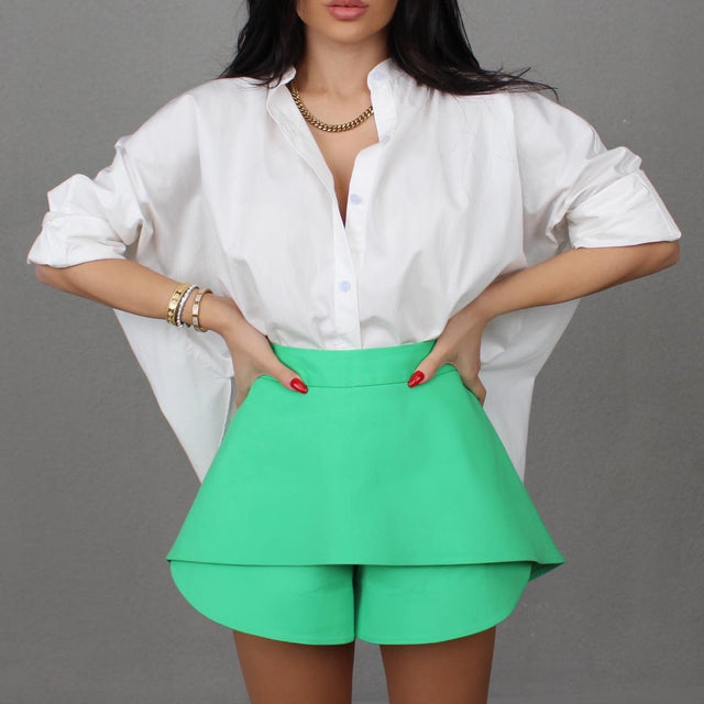 MENTHE GREEN STRUCTURED SHORTS