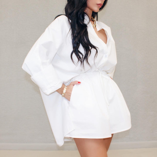 WHITE COTTON POPLIN SHIRT