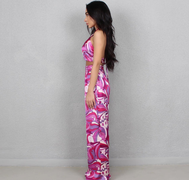 PURPLE BERRY SWIRL SILK TROUSERS