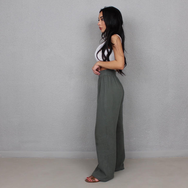 KHAKI CRINKLE TROUSERS