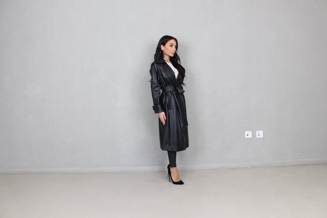 KAIA Leather Trench Coat