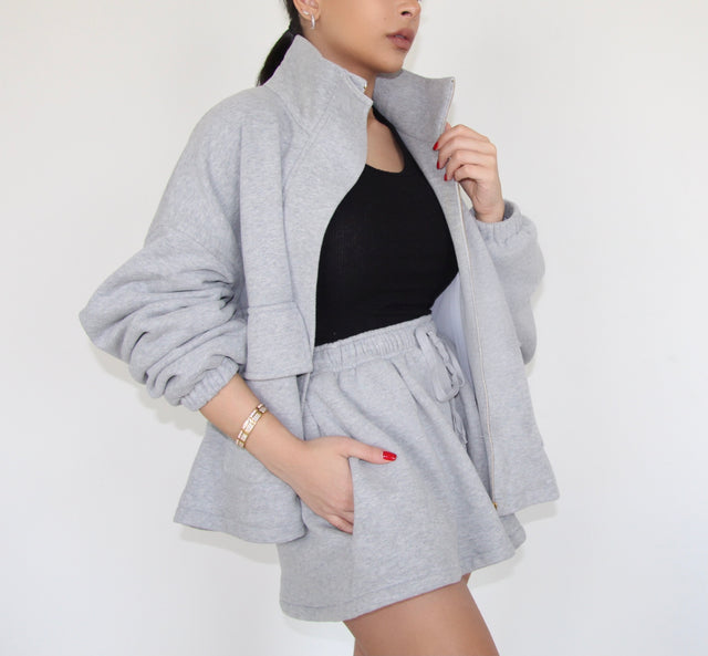 GREY SWEAT CARGO JACKET