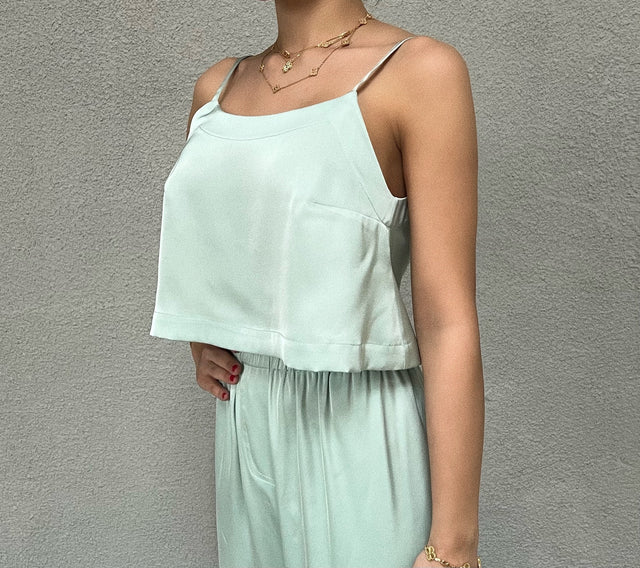 MINT CROPPED SILK TOP