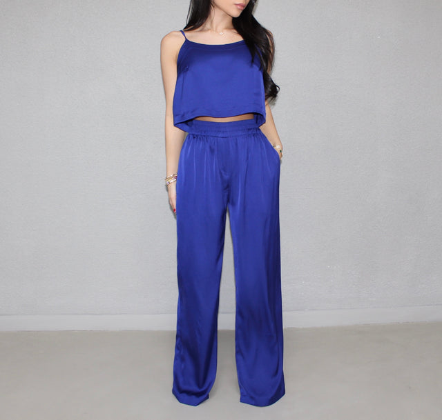 COBALT SILK TROUSERS