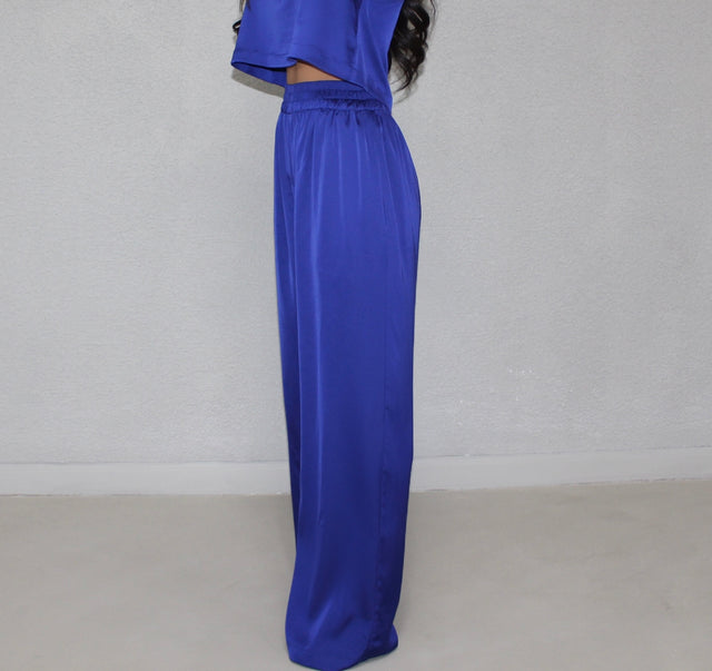 COBALT SILK TROUSERS