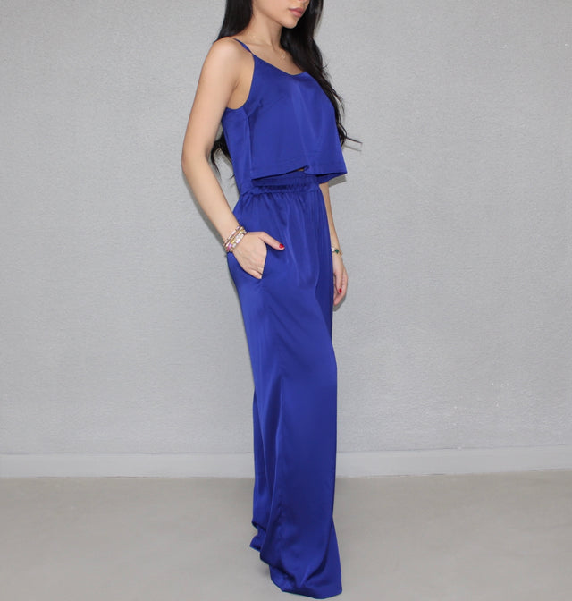 COBALT SILK TROUSERS