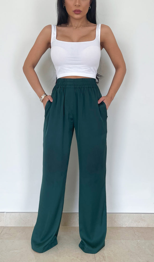 EMERALD GREEN SILK TROUSERS