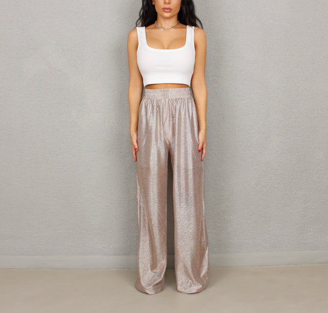ROSE GOLD WIDE LEG TROUSERS
