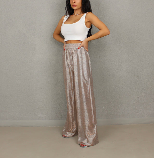 ROSE GOLD WIDE LEG TROUSERS