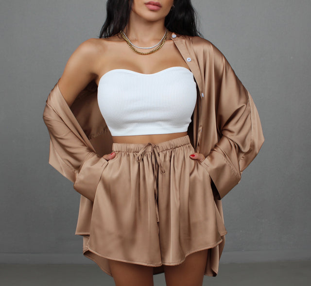 SALTED CARAMEL SILK SHORTS