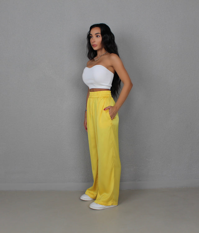 SUNFLOWER YELLOW SILK TROUSERS