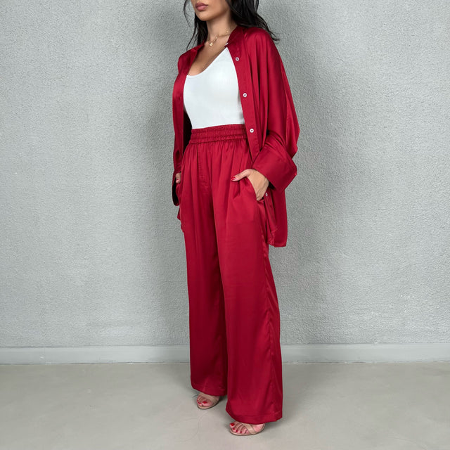 PIMENTO RED SILK TROUSERS