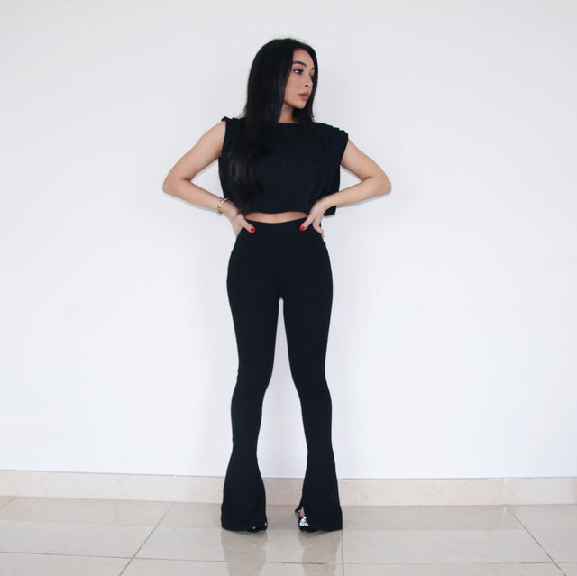 BLACK SIDE SPLIT LEGGINGS