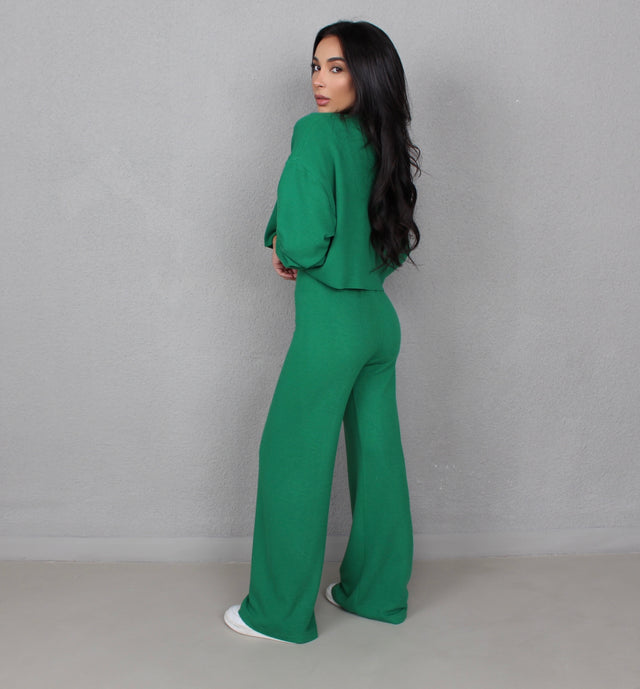 BAMBOO GREEN KNIT TROUSERS