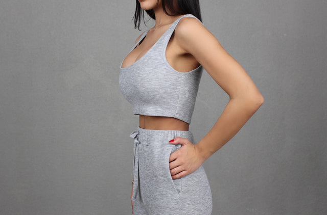 GREY KNIT CROP TOP