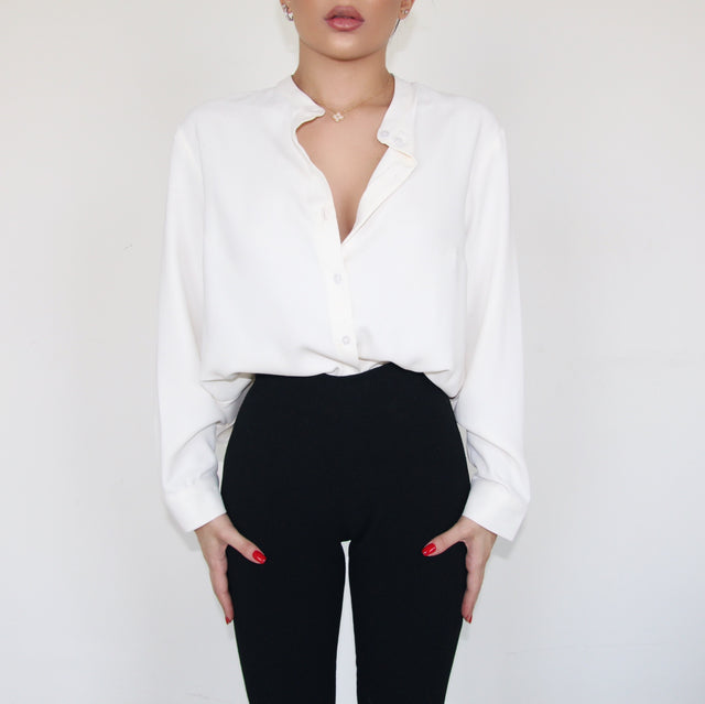 CREME COLLARLESS SHIRT