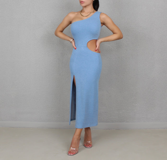 BABY BLUE KNIT MIDI DRESS