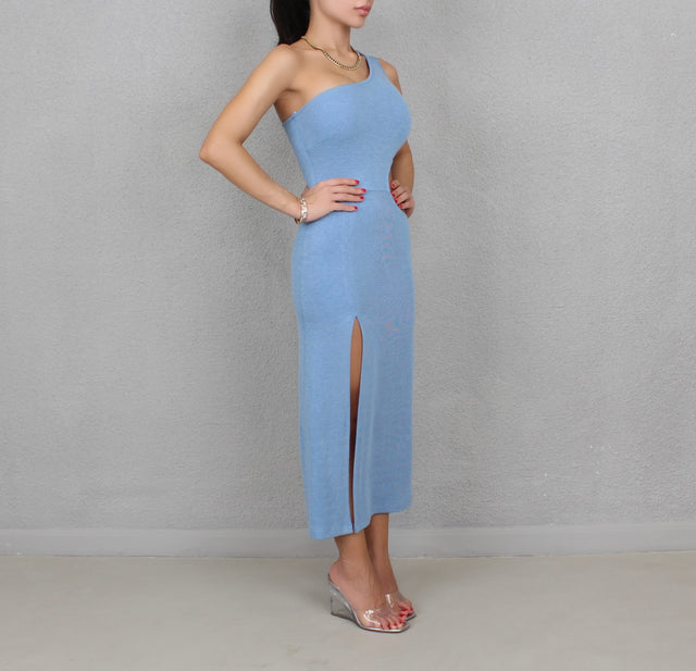 BABY BLUE KNIT MIDI DRESS