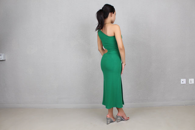 BAMBOO GREEN KNIT MIDI DRESS