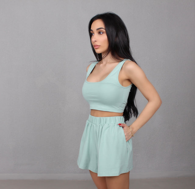 SAGE COTTON CROP TOP