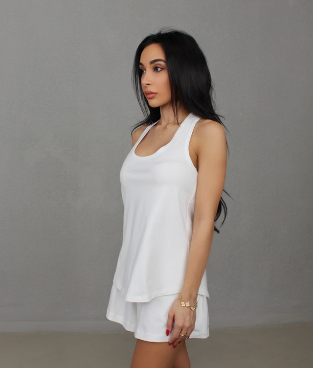 WHITE COTTON JERSEY TANK TOP