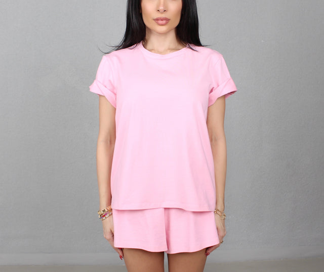 BABY PINK COTTON JERSEY T-SHIRT