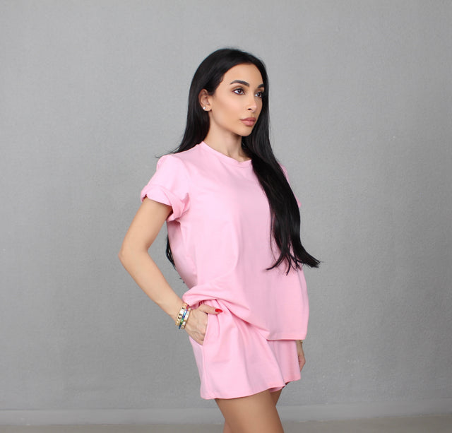 BABY PINK COTTON JERSEY T-SHIRT