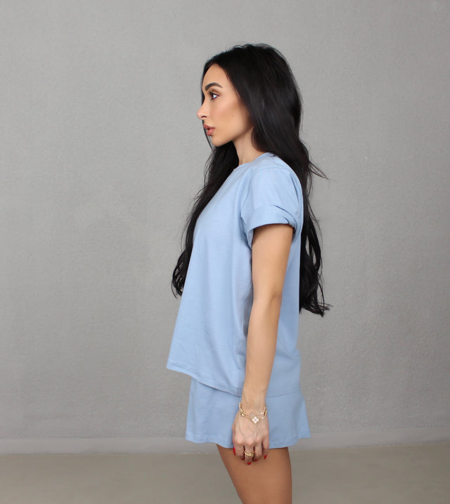 LIGHT BLUE COTTON JERSEY T-SHIRT