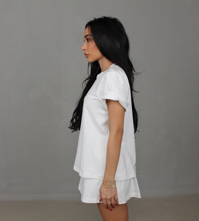 WHITE COTTON JERSEY T-SHIRT