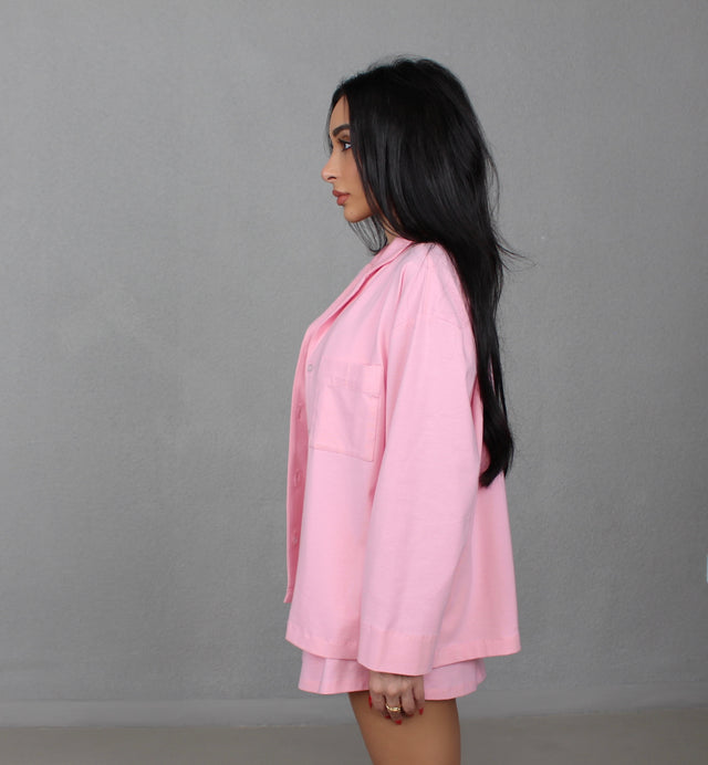 BABY PINK COTTON PAJAMA SHIRT