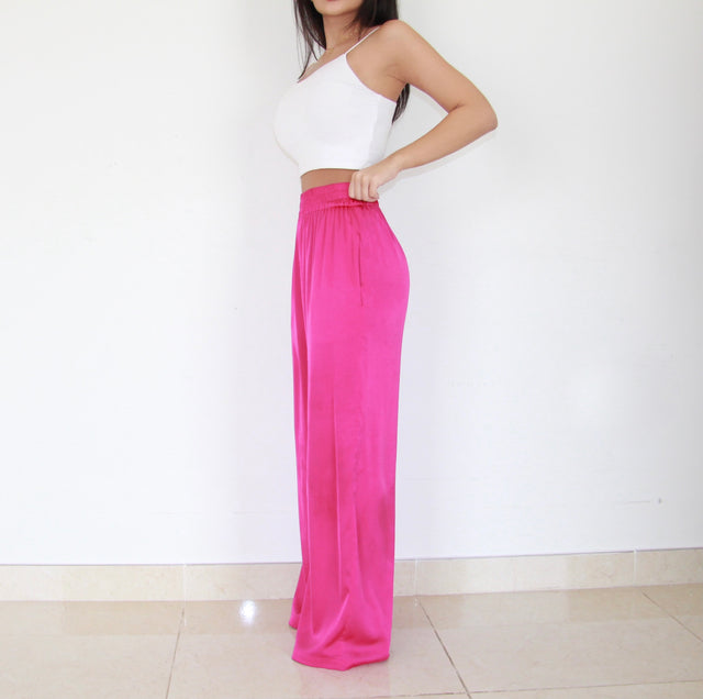 HOT PINK SILK TROUSERS PETITE-THE-BRAND HOT PINK SILK TROUSERS PETITE-THE-BRAND